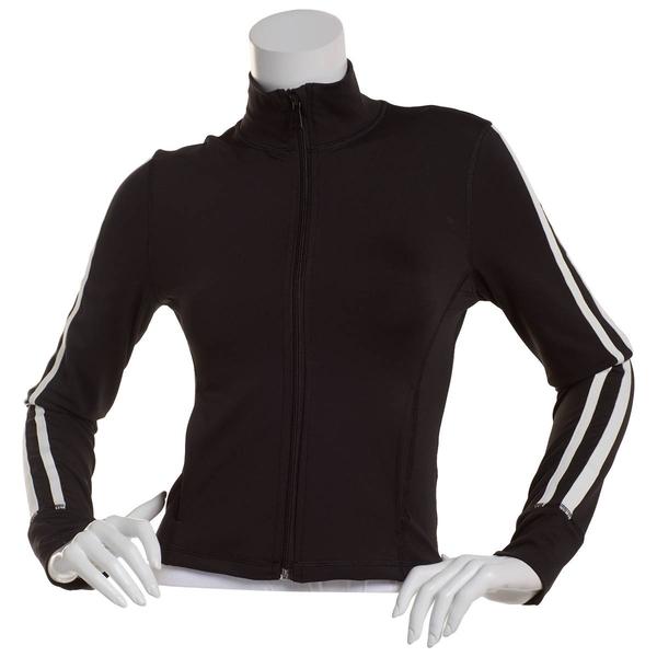 Juniors Love Tree Side Stripe Performance Mock Neck Zip Up Jacket - image 
