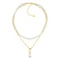 Roman Pearl Square Link Chain with Pearl Pendant & Beads Necklace - image 2