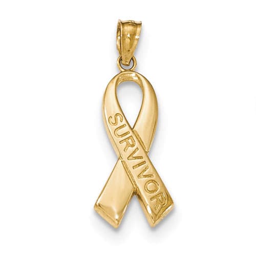 Gold Classics&#40;tm&#41; 14kt. Gold Survivor Ribbon Pendant - image 