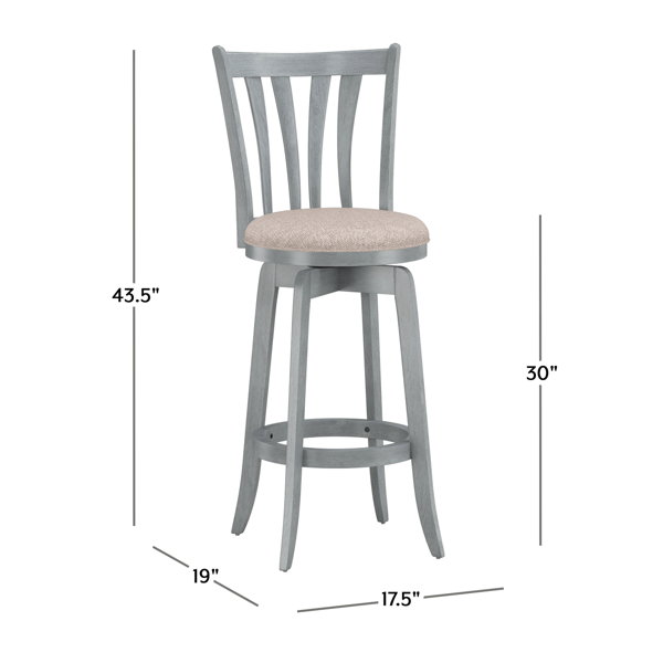 HH2 Home Savana Blue Wood Swivel Bar Height Stool