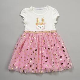 Girls &#40;4-6x&#41; Young Hearts Ribbed Bunny Foil Flower Tutu Dress