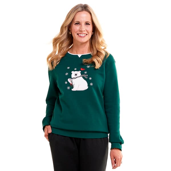 Petite Hasting & Smith Long Sleeve Bear Cardinal Sweatshirt - image 