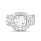 Rhodium Plated Floral Design CZ Statement Ring - image 1