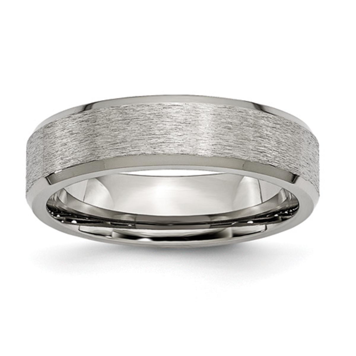 Mens Endless Affection™ Titanium 6mm Satin & Beveled Edge...
