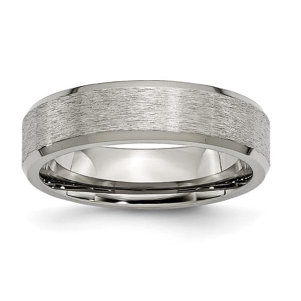 Mens Endless Affection&#40;tm&#41; Titanium 6mm Satin & Beveled Edge Band - image 