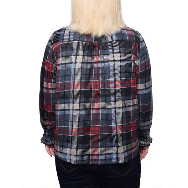 Plus Size NY Collection Long Sleeve Smock Yoke Casual Button Down