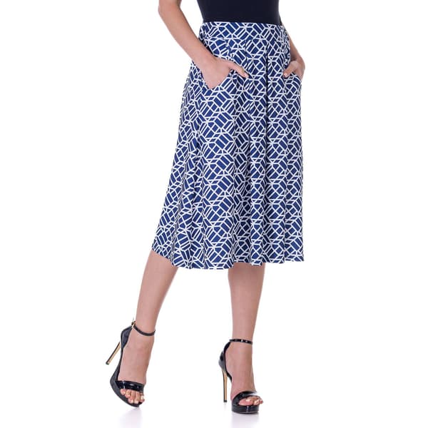 Womens 24/7 Comfort Apparel Geometric A-Line Midi Skirt