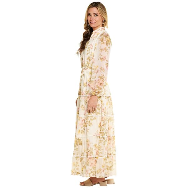 Womens MSK Long Sleeve Print Yoryu Tier Maxi