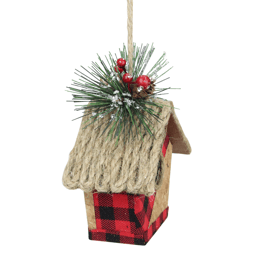 Northlight Buffalo Plaid Hanging Bird House Christmas Ornament