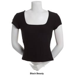 Juniors Derek Heart Short Sleeve Square Neck Double Layer Tee