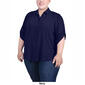 Plus Size NY Collection Casual Button Down 3/4 Roll Tab Blouse - image 2