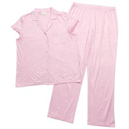 Womens Laura Ashley&#40;R&#41; Short Sleeve Embossed Hearts Pajama Set
