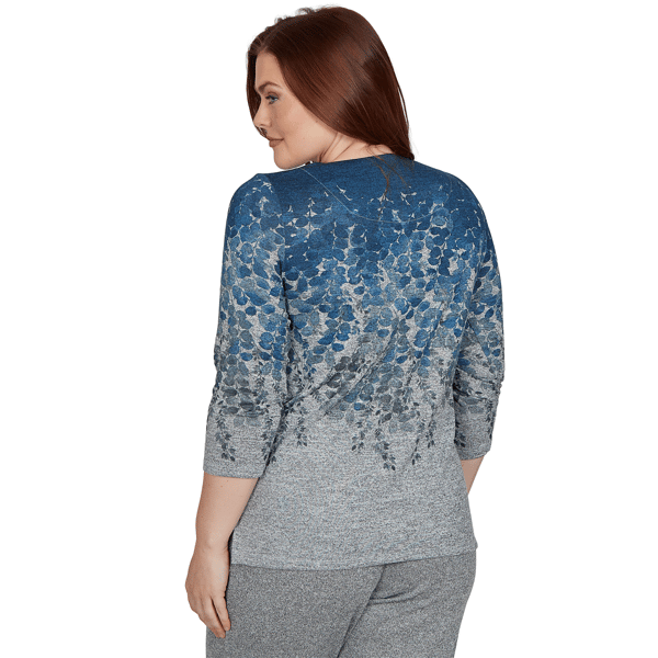 Petite Alfred Dunner Classics 3/4 Sleeve Falling Leaves Blouse