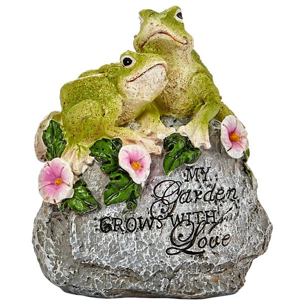 Resin My Garden Grows with Love Frog Couple Garden Stone - image 