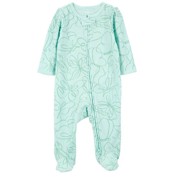 Baby Girl &#40;NB-9M&#41; Carter's&#40;R&#41; Butterfly Knit Footie Pajamas - image 