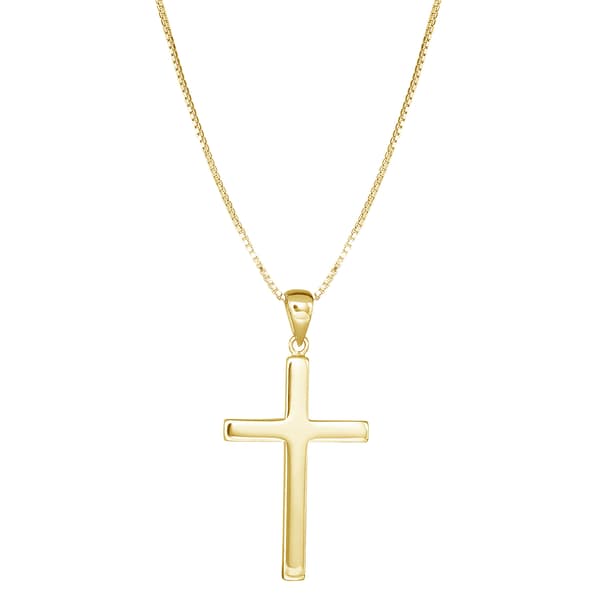 Sterling Silver Block Cross Pendant Necklace - image 