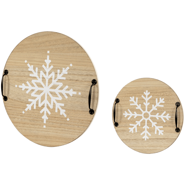 Northlight Round Snowflake Christmas Serving Trays - Set of 2