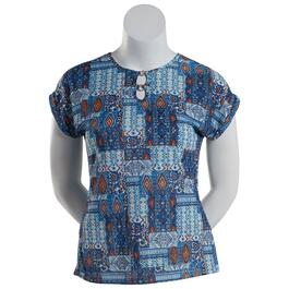Womens Cure Short Sleeve Double Keyhole Neck Top