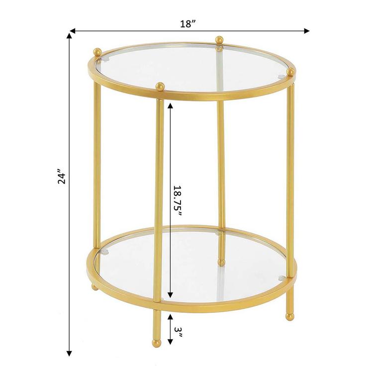 Convenience Concepts Royal Crest 2 Tier Round Glass End Table