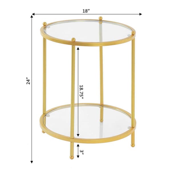 Convenience Concepts Royal Crest 2 Tier Round Glass End Table
