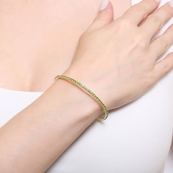 Athra 14kt. Gold over Brass & Light Green Crystal Coil Bracelet
