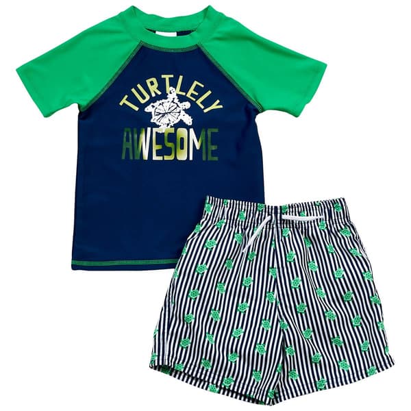 Toddler Boy Floatimini(R) 2pc. Turtlely Awesome Rash Guard Swim Set - image 