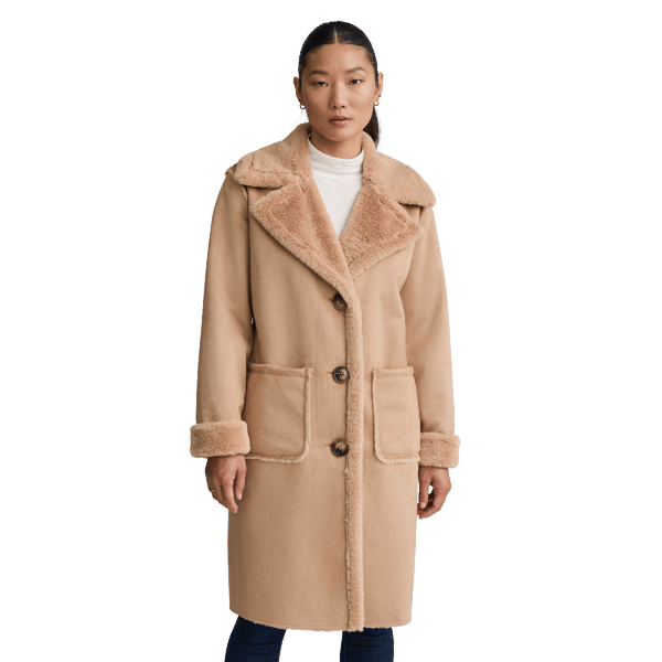 Womens NVLT Long Sueded Coat with Faux Fure Lining
