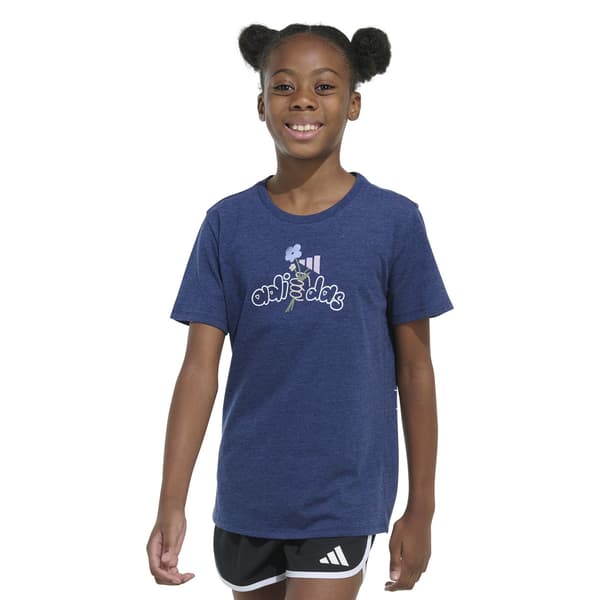 Girls (7-16) adidas(R) Short Sleeve Heather Bouquet Regular Fit Tee - image 