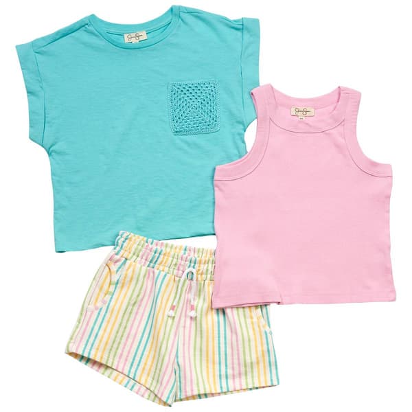 Girls &#40;7-12&#41; Jessica Simpson 3pc. Oversized Tee/Tank & Shorts Set - image 