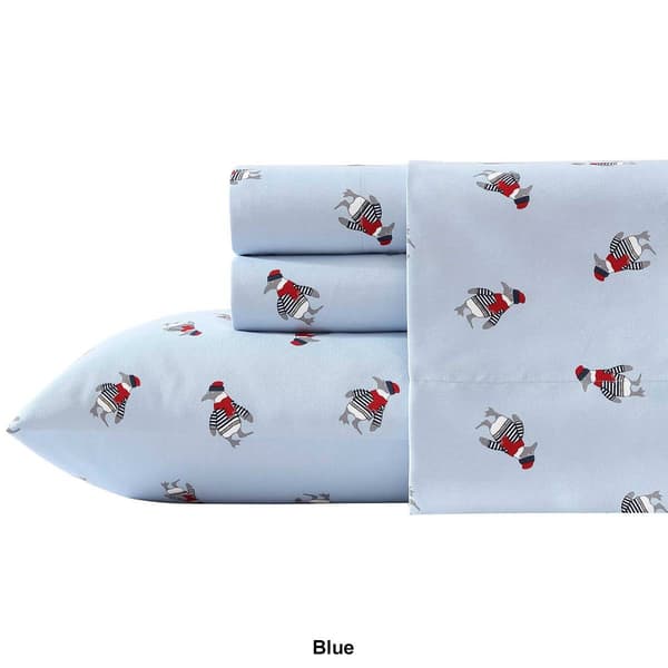 Nautica Penguin Toss Flannel Sheet Set