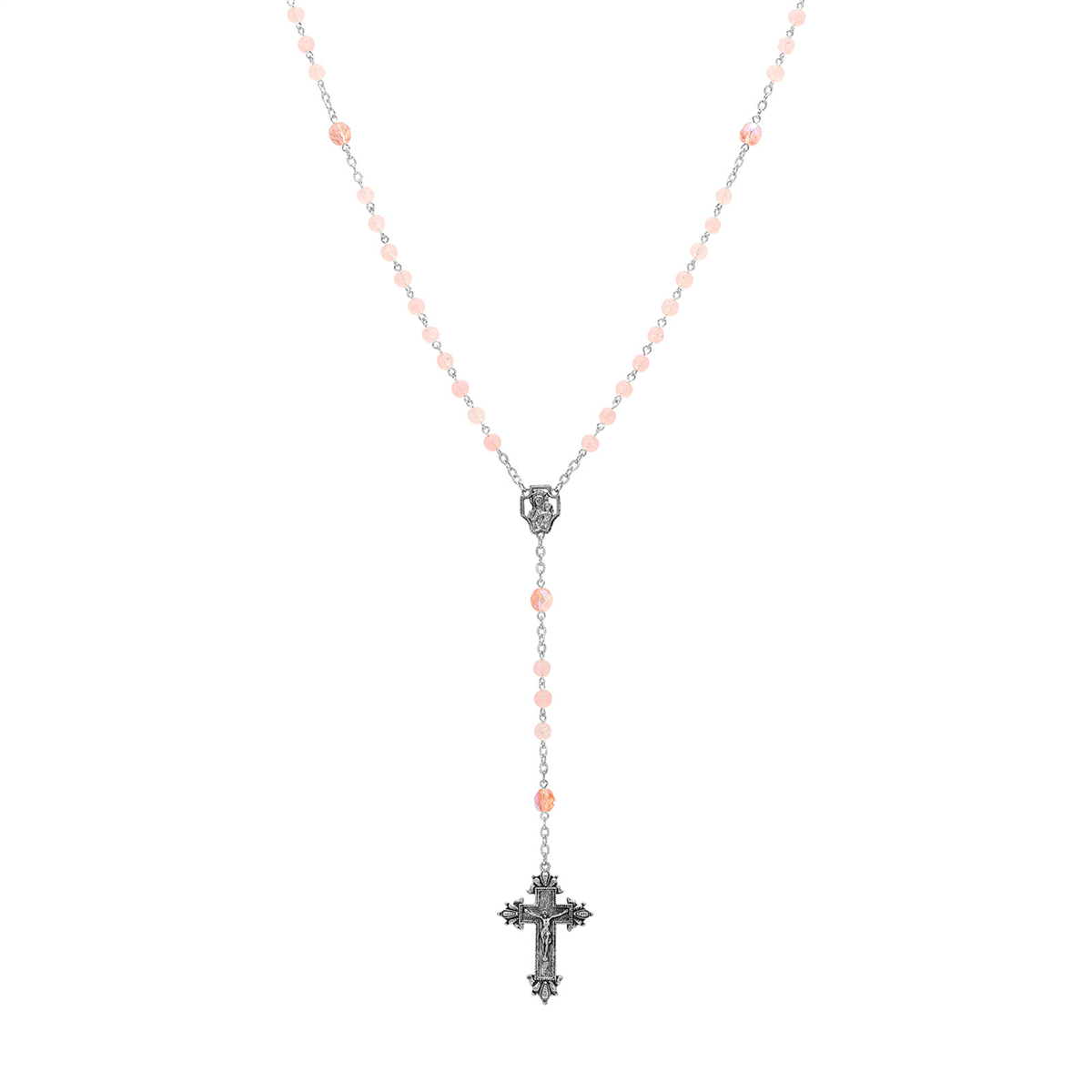 Symbols of Faith Silver-tone Beaded Crucifix Rosary