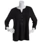 Womens Napa Valley 3/4 Sleeve Solid Pleat Knit Henley - image 1