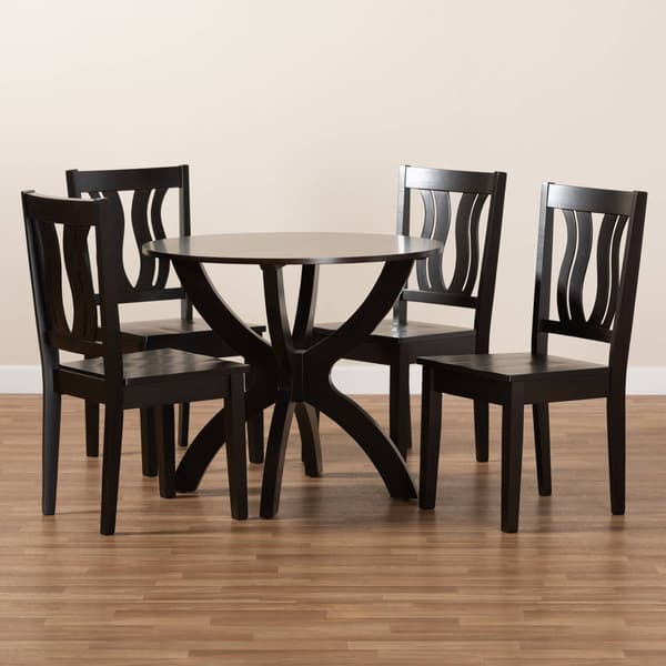 Baxton Studio Karla Dark Brown Finish Wood 5pc. Dining Set