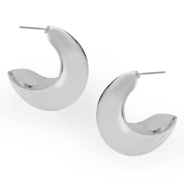 Steve Madden Vintage Silver C Hoop Earrings
