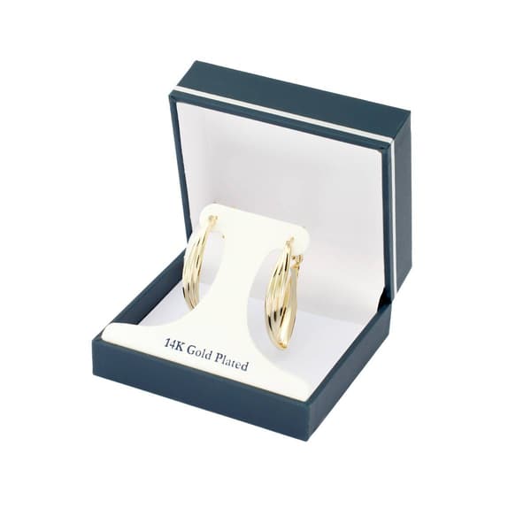 Gold Over Brass Marquis Twisted Hoop Earrings