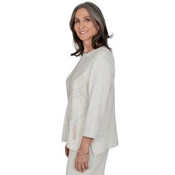 Petite Alfred Dunner Good To Go 3/4 Sleeve Stud Swirls Sweater