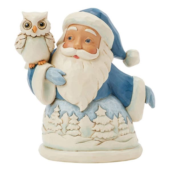 Jim Shore Blue Santa with Owl Mini Christmas Figurine