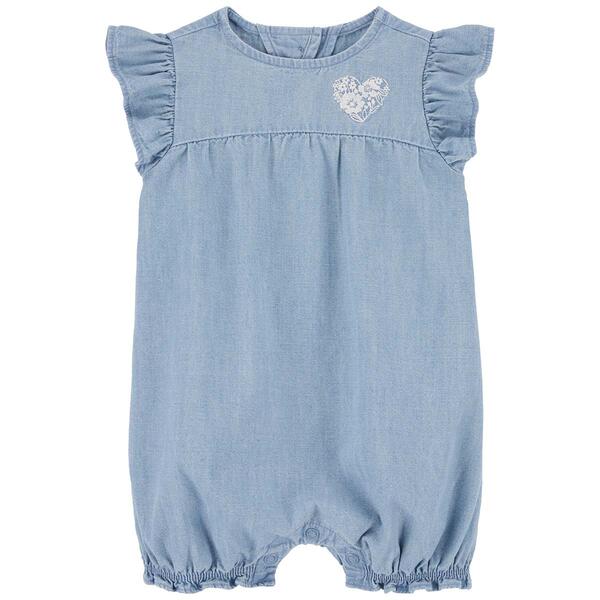 Baby Girl &#40;NB-24M&#41; Carters&#40;R&#41; Heart Chambray Ruffle Romper - image 