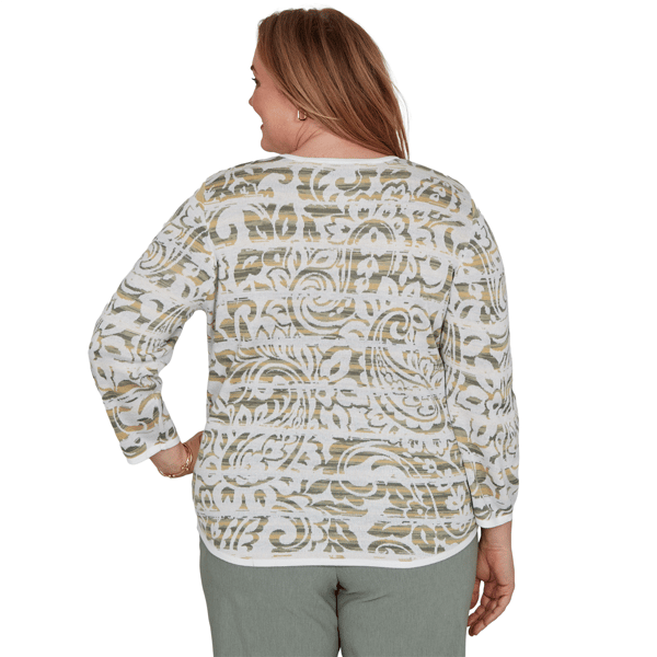 Plus Size Alfred Dunner Provence Paisley Stripe Sweater