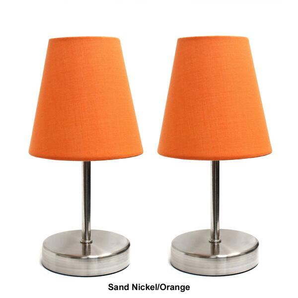 Simple Designs Sand Nickel Mini Basic Table Lamp w/Shade-Set of 2