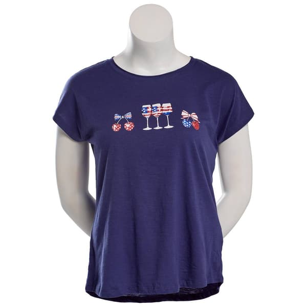 Womens Erika Dolman Sleeve Round Neck Cherry Tee - image 