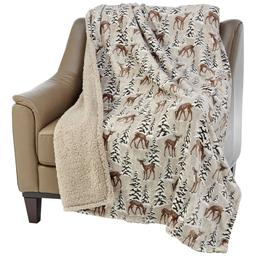 Mountain Ridge® Winter Deer Plush Reversible Sherpa Throw