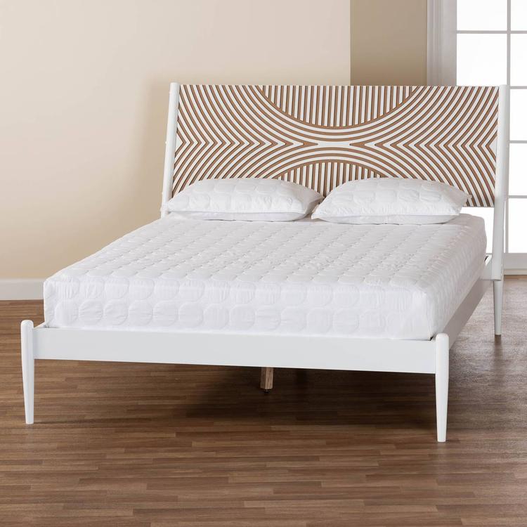 Baxton Studio Louetta Coastal White Queen Size Platform Bed