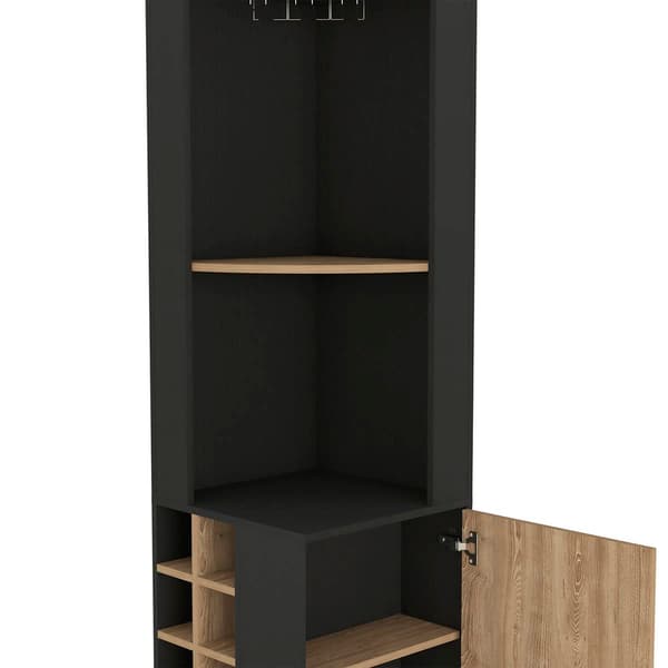 FM FURNITURE Leah Black Corner Bar Cabinet
