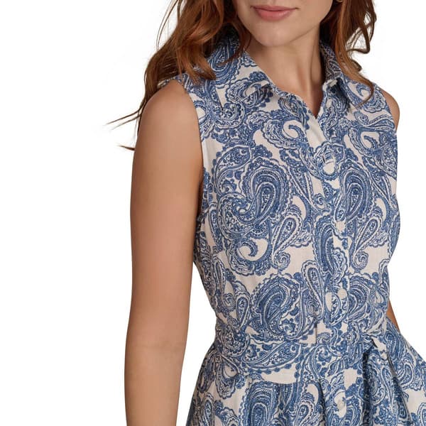 Womens Tommy Hilfiger Sleeveless Poplin Midi Shirtdress