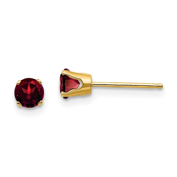 Gemstone Classics&#40;tm&#41; Yellow Gold 4mm. Garnet Stud Earrings - image 