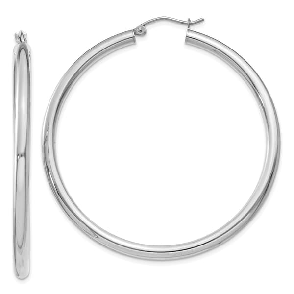 Gold Classics&#40;tm&#41; 14kt. White Gold 50mm Tube Hoop Earrings - image 