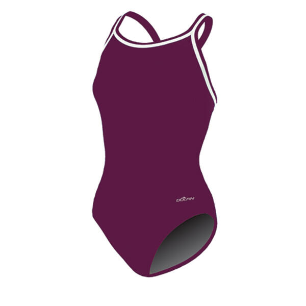 Womens Dolfin&#40;R&#41; Team Solid DBX Back One Piece Swimsuit - Maroon - image 