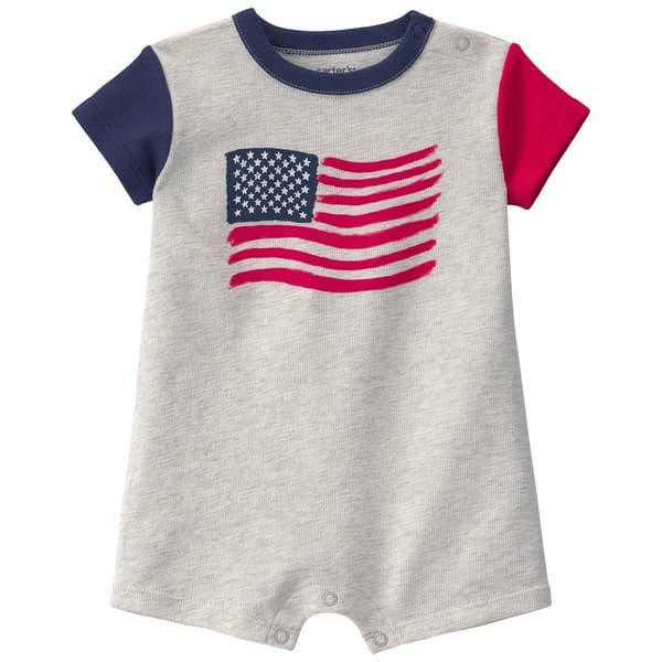 Baby Unisex (3-24M) Carter''s(R) Color Block American Flag Romper - image 