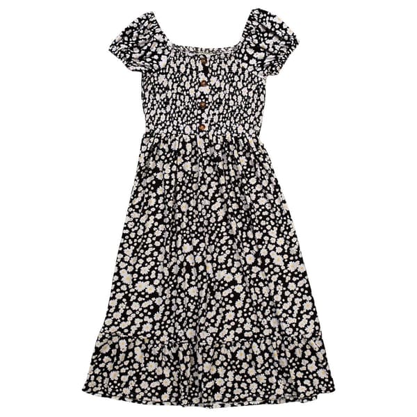 Girls (7-16) Jolie & Joy Short Sleeve Smocked Button Daisy Dress